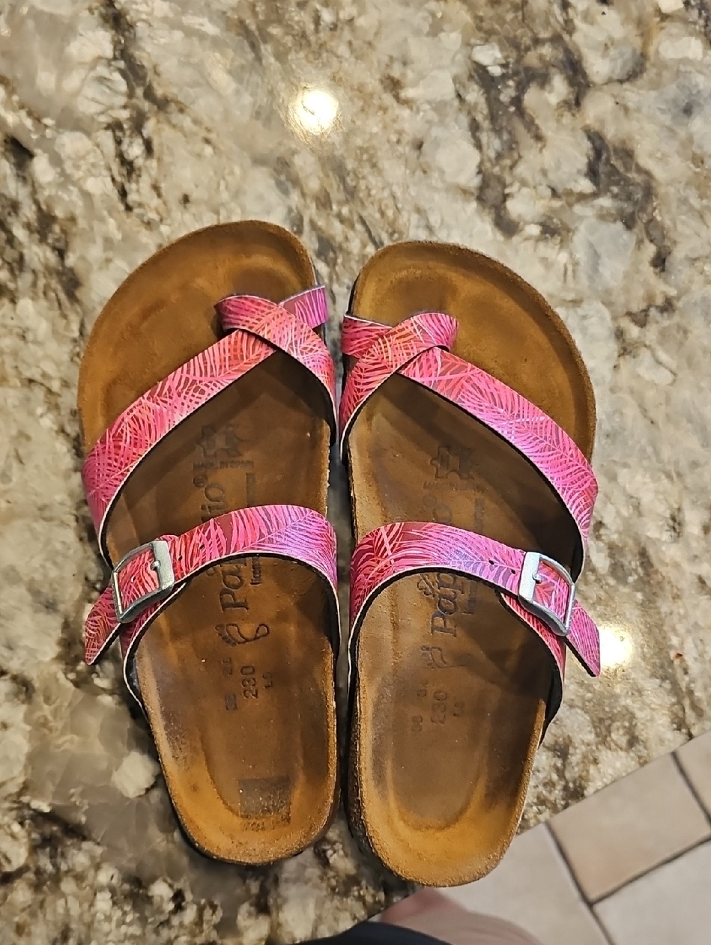 Papillio Pink Patterned Double-Strap Sandals